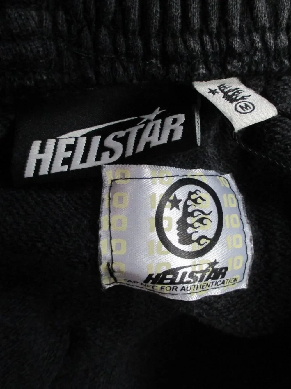 HELLSTAR Flame Shorts Mens Medium Gray White Sweat Drawstring Graphic Grunge NEW - Picture 7 of 8
